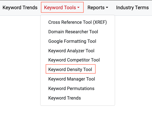 Keyword Tools Menu