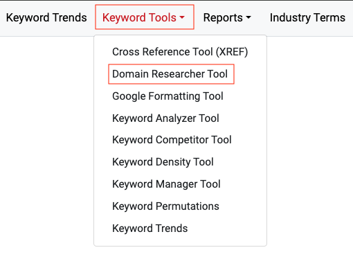 Keyword Tools Menu