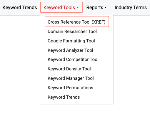 Keyword Tools Menu