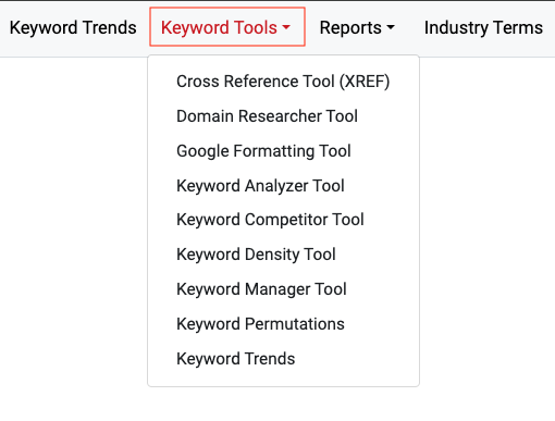 Keyword Tools Menu